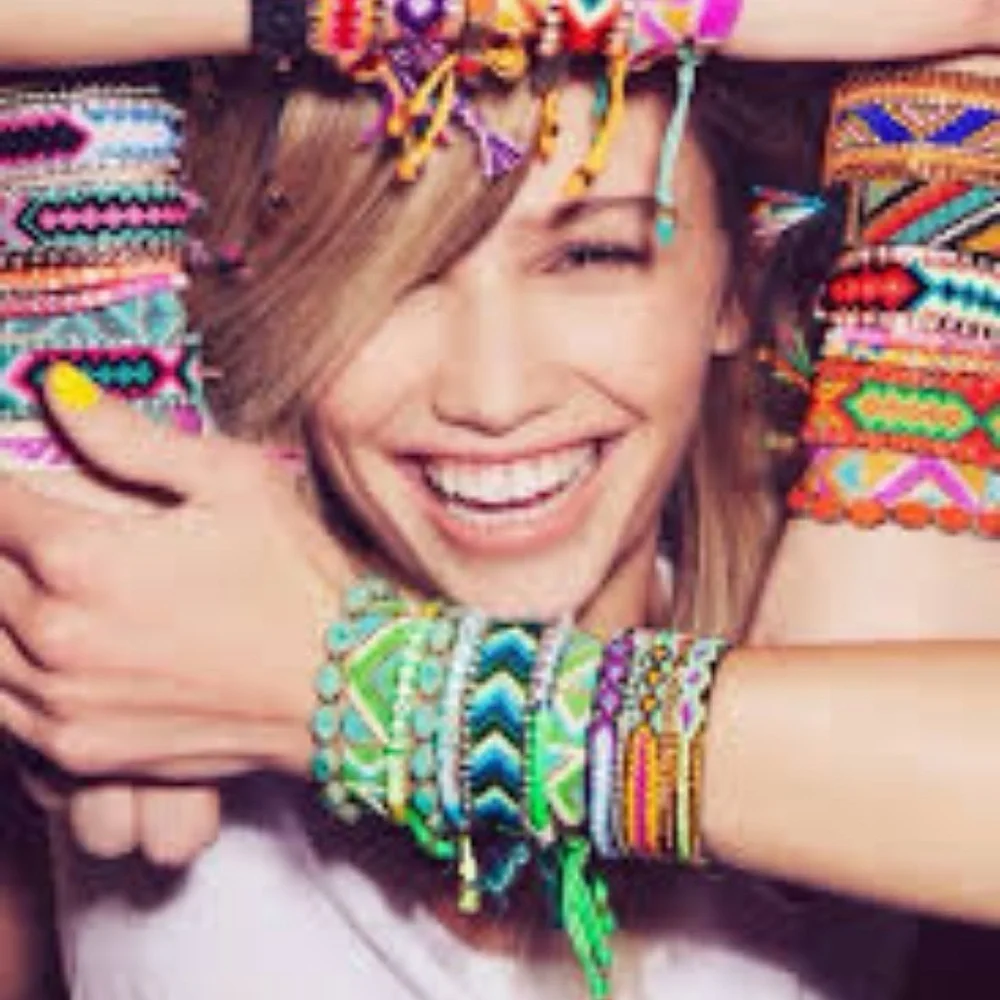 Bracelets Friendship set of 4 green orange yellow